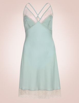 Lace Trim Satin Chemise